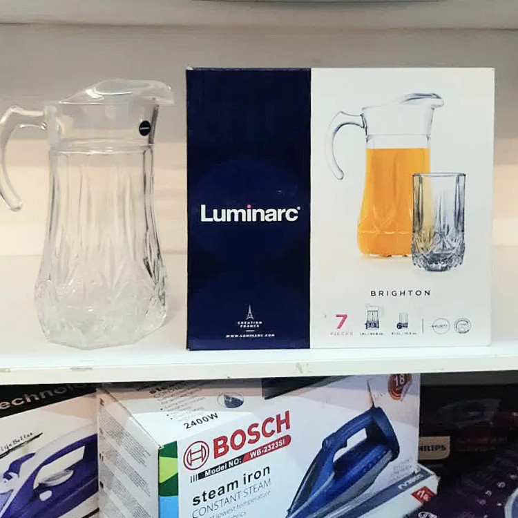 پارچ و لیوان لومینارک مدل برایتون اصلی 7 پارچه ساخت امارات سری گلد فرنس F2565E LUMINARC BRIGHTON