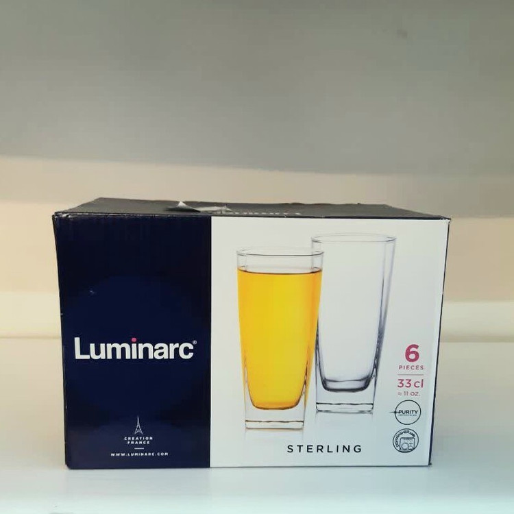 لیوان لومینارک مدل استرلینگ بلند اصلی حک شده ساخت امارات دست 6 عددی سری گلد فرنس F2565E LUMINARC STERLING
