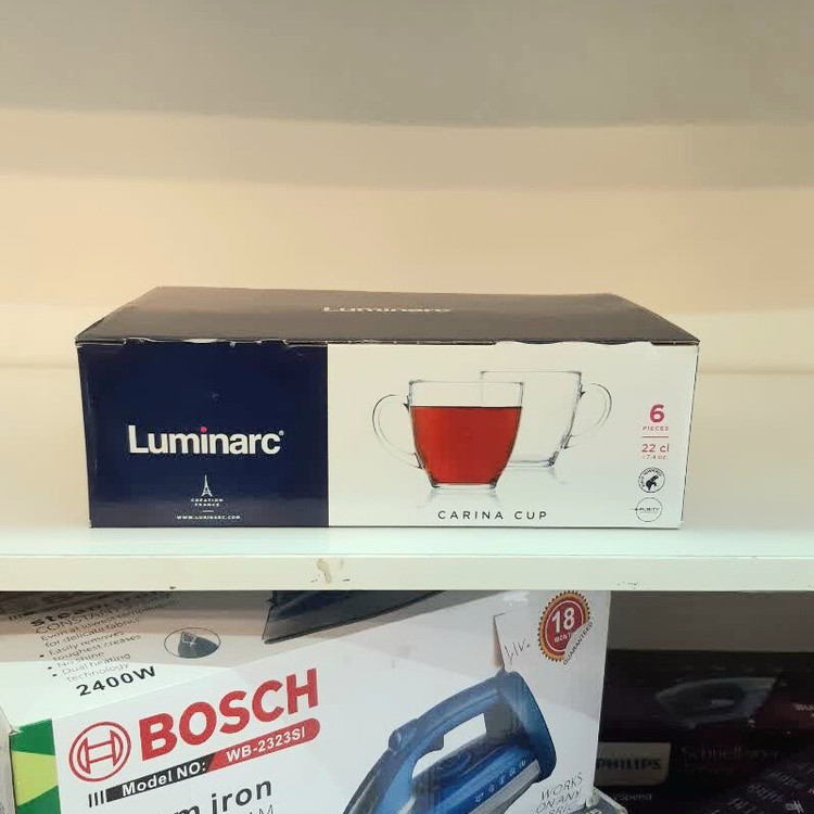 فنجان لومینارک مدل کارینا دسته دار اصلی ساخت امارات دست 6 عددی سری گلد فرنس F 2565 LUMINARC CARINA