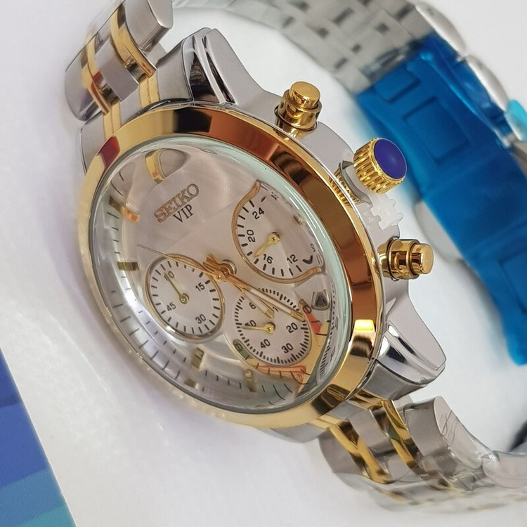 ساعت مچی سیکو ژاپن طلایی نقره ای زنانه به همراه باطری اضافه و جعبه ساعت 2363 G