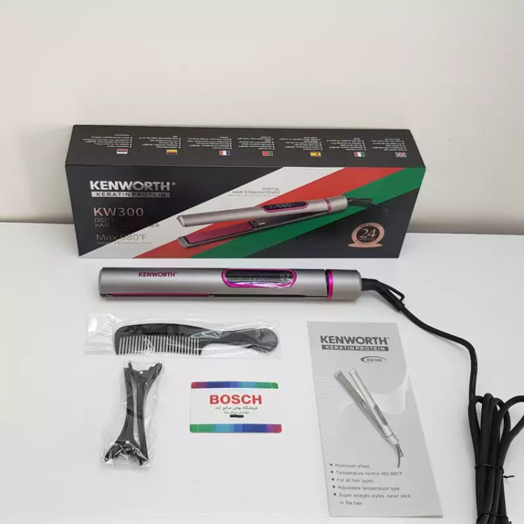 اتو مو کراتینه کنورث مدل kw300 سیم گردان و نمایشگر LED