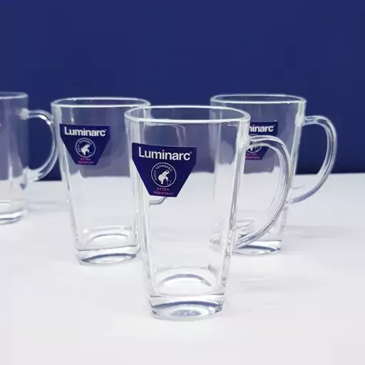 استکان لومینارک مدل استرلینگ اصلی حک شده دسته دار دست 6 عددی ساخت امارات LUMINARC STERLING سری گلد فرنس F2565E