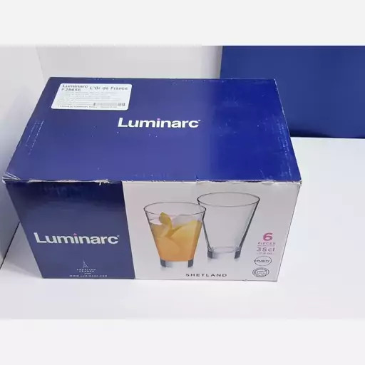 لیوان لومینارک شتلند اصلی حک شده ساخت امارات بسته 6 عددی سری گلد فرنس F2565E LUMINARC SHETLAND