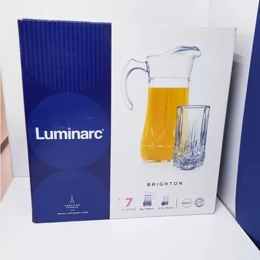پارچ و لیوان لومینارک مدل برایتون اصلی 7 پارچه ساخت امارات سری گلد فرنس F2565E LUMINARC BRIGHTON