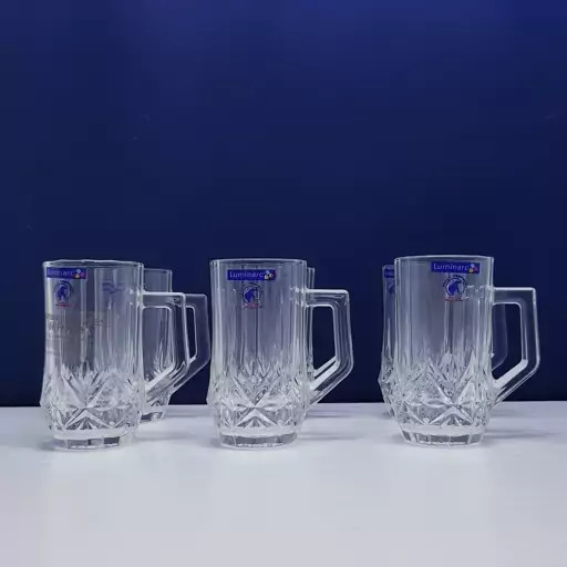 استکان لومینارک مدل برایتون حک شده اصلی دسته دار بسته 6 عددی ساخت امارات مدل گلد فرنس F2565E LUMINARC BRIGHTON