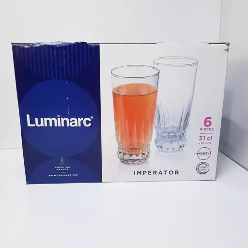 لیوان لومینارک مدل امپراطور اصلی ساخت امارات دست 6 عددی سری گلد فرنس F2565 LUMINARC IMPERATOR