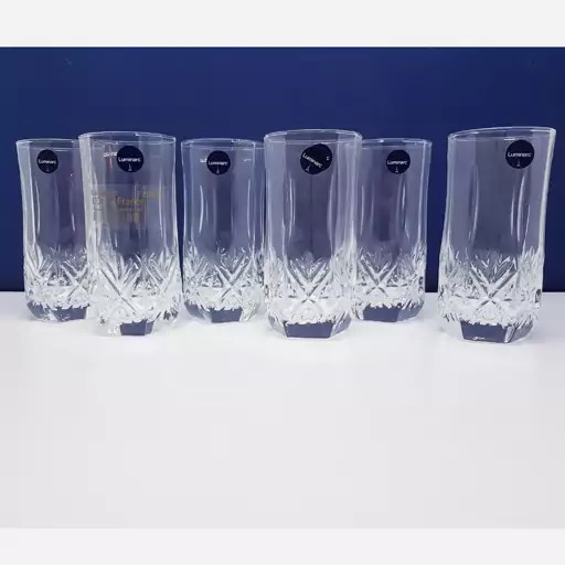 لیوان لومینارک مدل برایتون بلند اصلی ساخت امارات دست 6 عددی سری گلد فرنس F2565 LUMINARC BRIGHTON