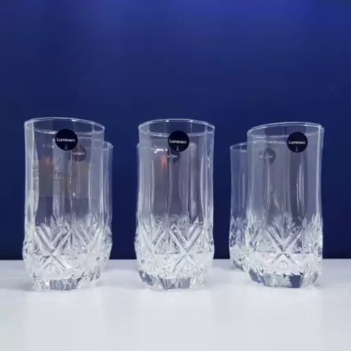 لیوان لومینارک مدل برایتون بلند اصلی ساخت امارات دست 6 عددی سری گلد فرنس F2565 LUMINARC BRIGHTON