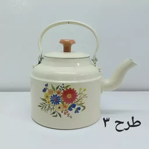 کتری روحی طرح دار 1.5 لیتری نسوز نگیر رنگ کوره قطر کف 13 سانت