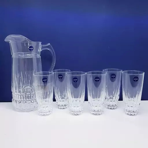 پارچ و لیوان لومینارک اصلی مدل امپراطور اصلی 7 پارچه حک شده ساخت امارات سری گلدفرنس F2565E