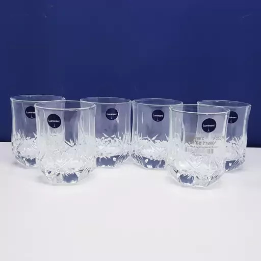 نیم لیوان لومینارک اصلی مدل برایتون کوتاه ساخت امارات دست 6 عددی سری گلد فرنس F2565 LUMINARC BRIGHTON
