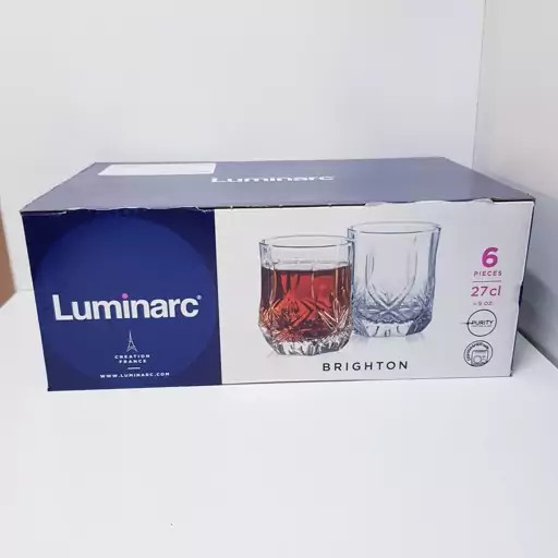 نیم لیوان لومینارک اصلی مدل برایتون کوتاه ساخت امارات دست 6 عددی سری گلد فرنس F2565 LUMINARC BRIGHTON