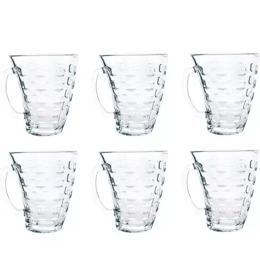 ماگ لیوان دسته دار لومینارک مدل ولت اصلی حک شده ساخت امارات بسته 6عددی سری گلد فرنس F2565E LUMINARC VOLETE