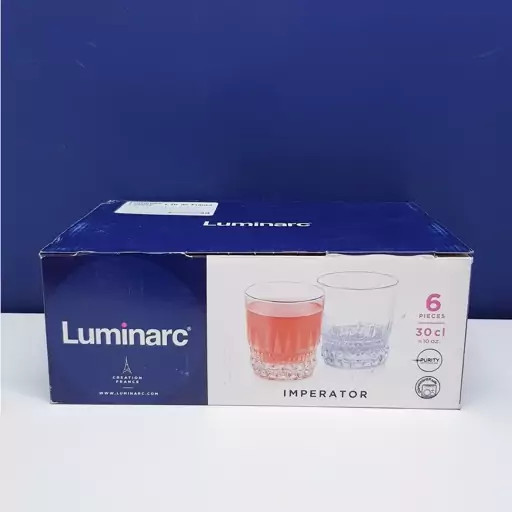 نیم لیوان لومینارک مدل امپراطور اصلی بسته 6 عددی LUMINARC IMPERATOR محصول امارات سری گلد فرنس F2565E