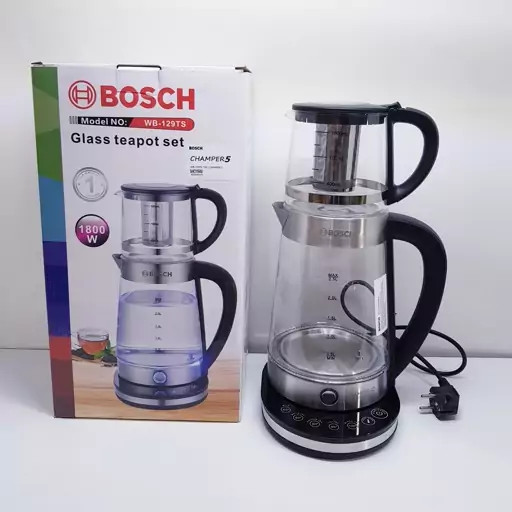 چای ساز روی همی بوش حک شده اصلی جرمنی 1800 وات کتری 2.5 لیتر و قوری 1 لیتر مدل CHAMPER 5