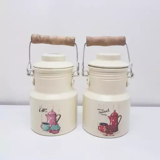 بانکه و سطل روحی شیر و روغن 400 میلی لیتر رنگ کوره دسته چوبی یکتا بوش